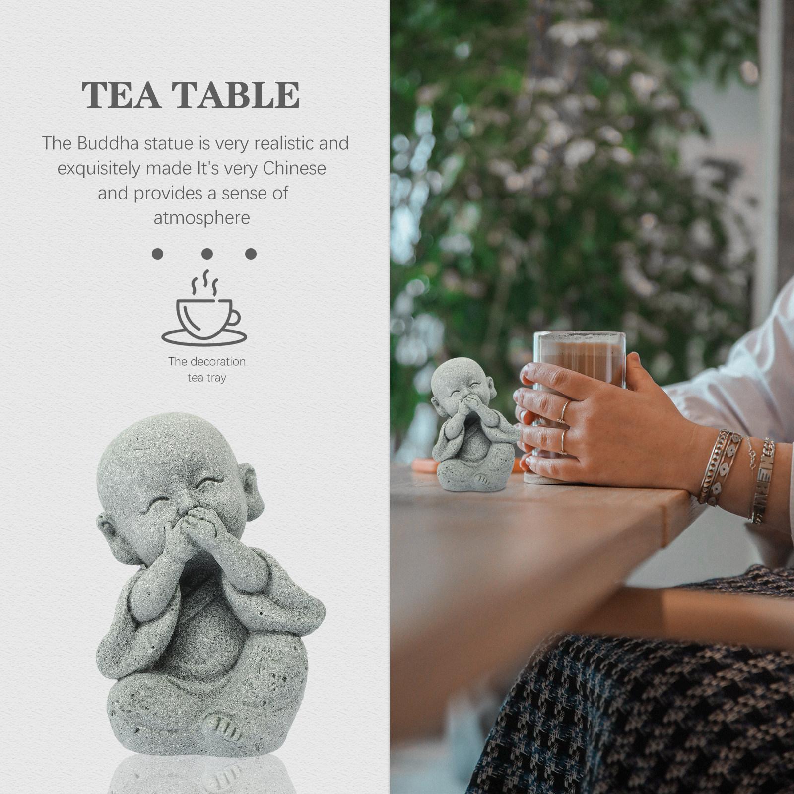 

Premium Desktop Monk Statue Dainty Detailed Handcrafted Peace Symbol Home Office Dorm Decor Wear-Resistant Smooth Finish 6.5X3.5X3CM-1