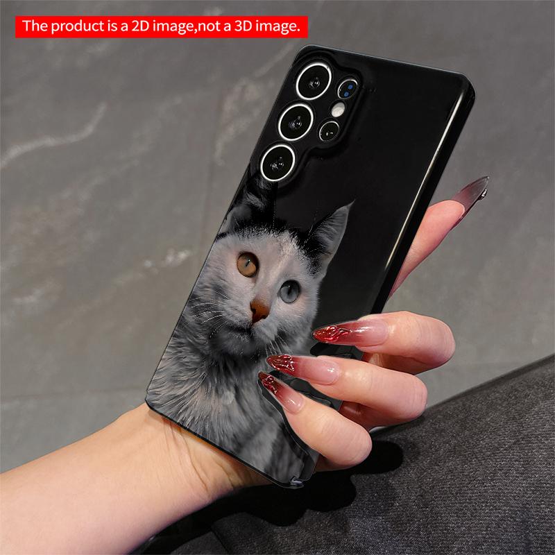 2DFlat Samsung Phone Case Dual-Eyed Cat Portrait Phone Case Applicable To Galaxy S23 S24 S25ULTRA S26 A12 A14 A15 A16 A54 A55