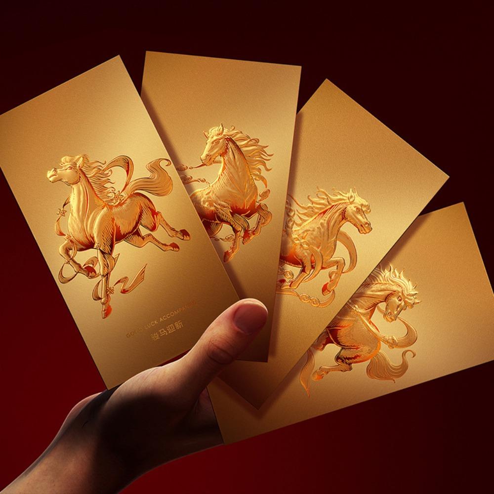 

8PCS Paper Red Envelopes Lucky New Year Blessing Cash Gift Envelopes Chinese Style New Year Red Packets Year of The Horse