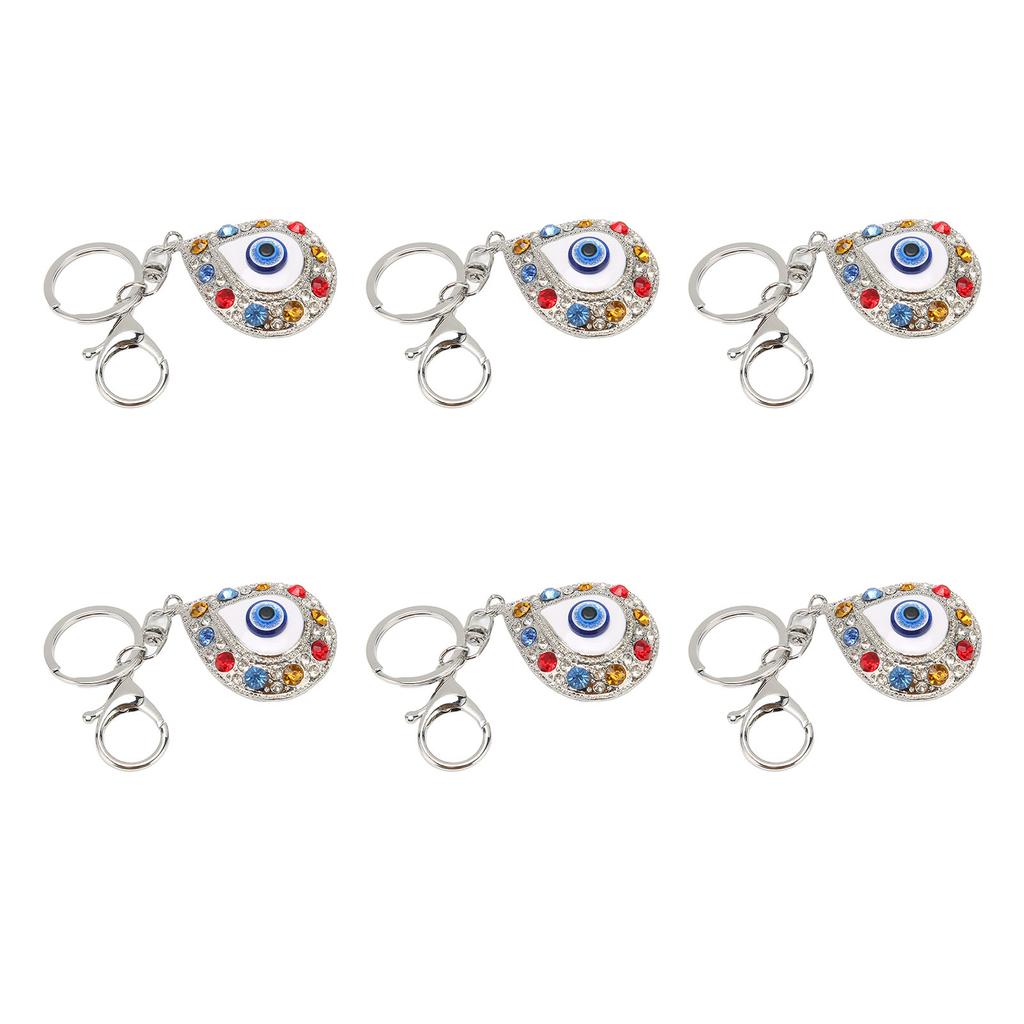 6Pcs Eye Keychains Durable Metal Stylish Rhinestone Bright Colors Lobster Clasp Keychain for Car Handbag Purse
