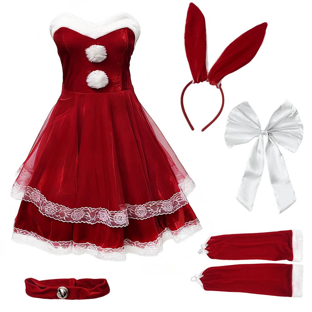 Sexy christmas costume bunny cosplay new year pure desire robe christmas costume little devil internet celebrity live streaming host