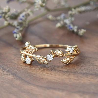 1Pc Fashionable Thorn Synthetic Zircon Ring, Exquisite Flower Branch Wrapped Country Style Ring, Simple and Multi-purpose Index Finger Ring
