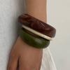 Ingemark 3 Styles Boho Resin Stacked Round Bangles for Women Ethnic Geometric Chunky Wide Bracelets Hand Jewelry Accessories