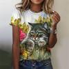 Funny Cat 3D Printed Women's T Shirts Summer Fashion Animal Print Short Sleeve Tees Girl Kawaii Y2k Top Clothes Female Clothing