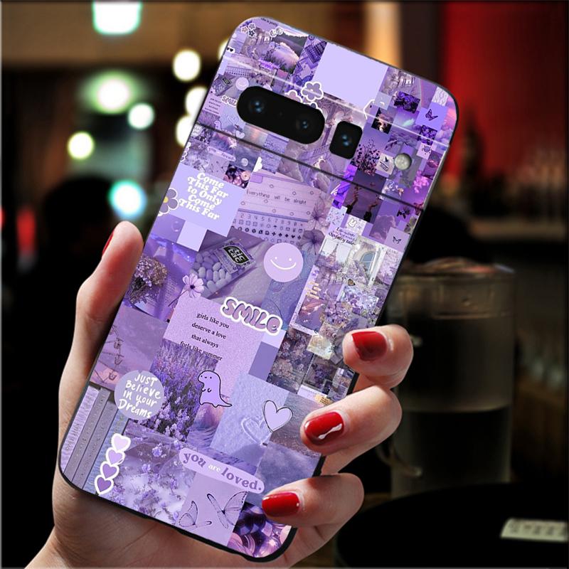 Phone Case For Google Pixel 10 9 Pro XL 9A 8 7 6 Pro Pixel 8A 7A 6A Pixel 8 7 6 5 Purple Aesthtic Case