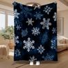Winter Snowflake Pattern, Holiday Gift for Family, Soft Fleece Blanket, Deep Blue with White Snowflakes, Cozy Home Decor, Multi-Purpose Warm Throw