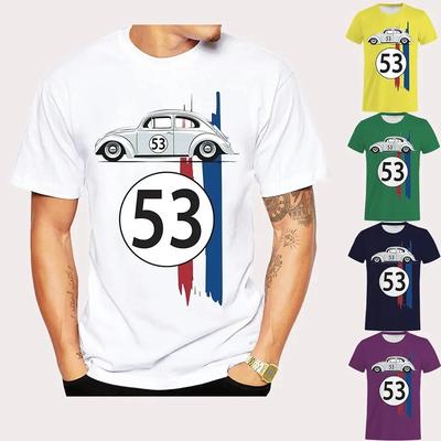 Maglietta Maggiolino 53 da Uomo Manica Corta Minimalista Maglietta Herbie Rally Racing da Uomo Nera Stampata Maglietta 3D