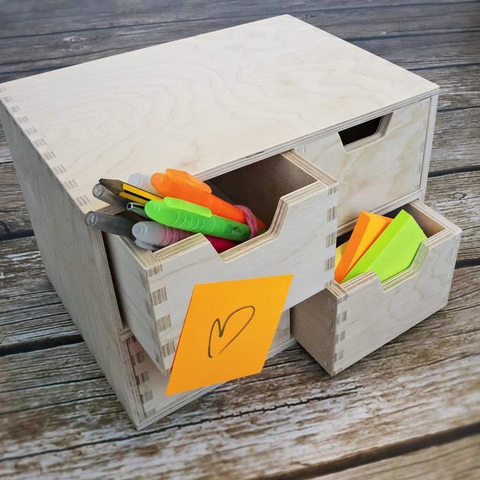 Mini Commode En Bois - Creative Deco - 4 Tiroirs - Coffre Beige Parfait À Décorer Peindre