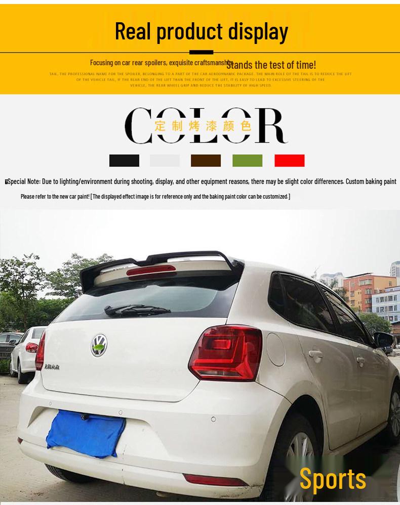 Compatible Rear Spoiler for Polo 06-21 Models: 19 Polo No-Drill Top Tail Modification