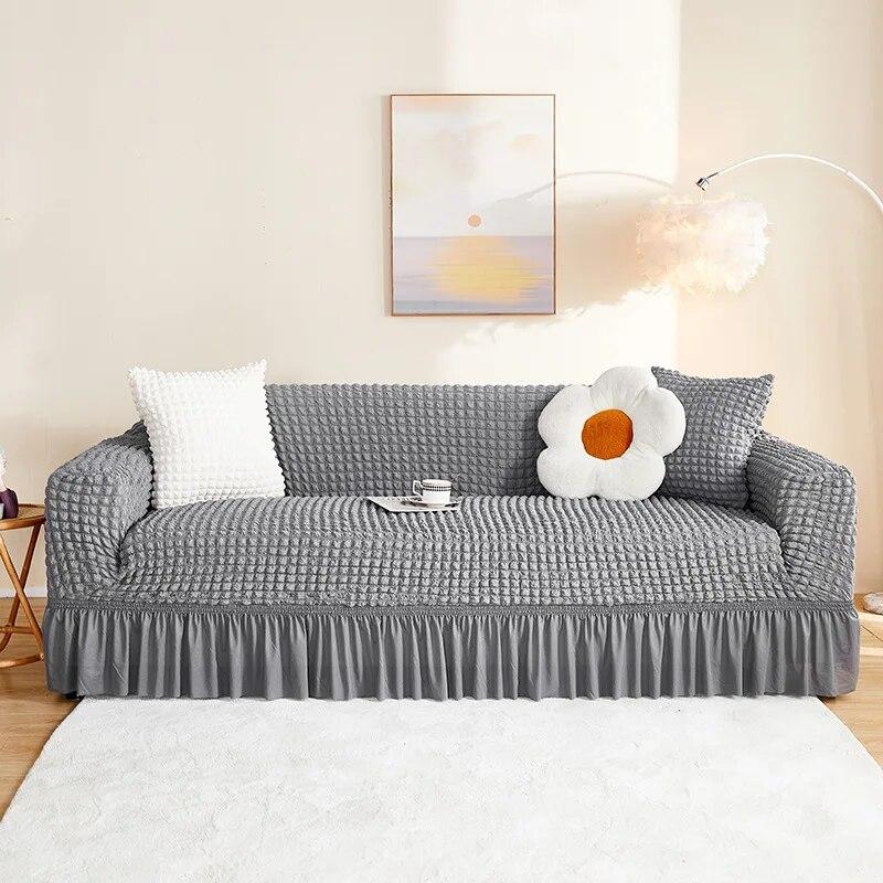 1/2/3/4 Seater Seersucker Sofa Slipcover High Stretch Couch Cover Thick Corner Sofa Protector Elastic Corner Couch Covers