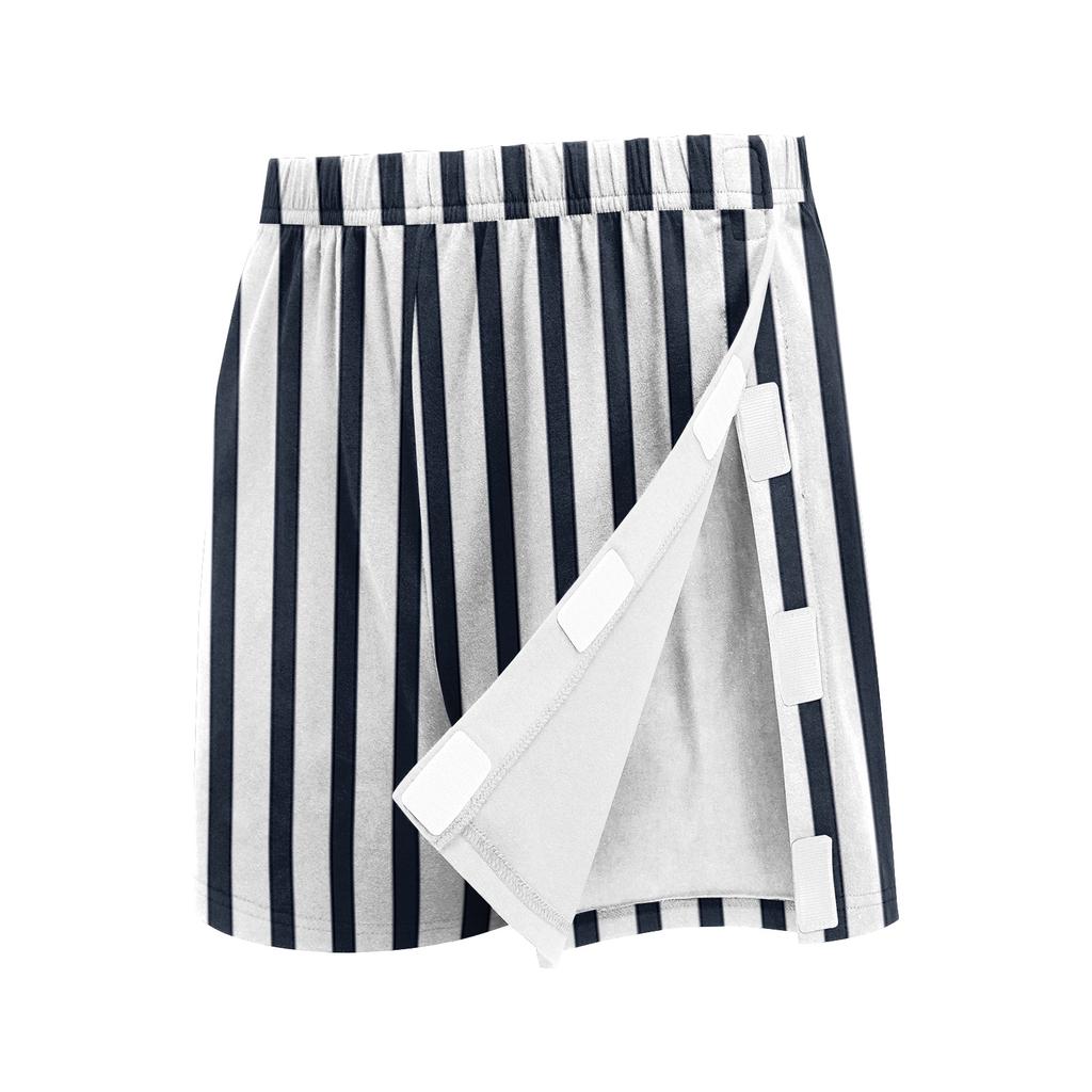 Women Stripe Side Hook and Loop Closure Easy Open Post Surgery Recovery Care Shorts Elastic Waistband Comfortable Fit