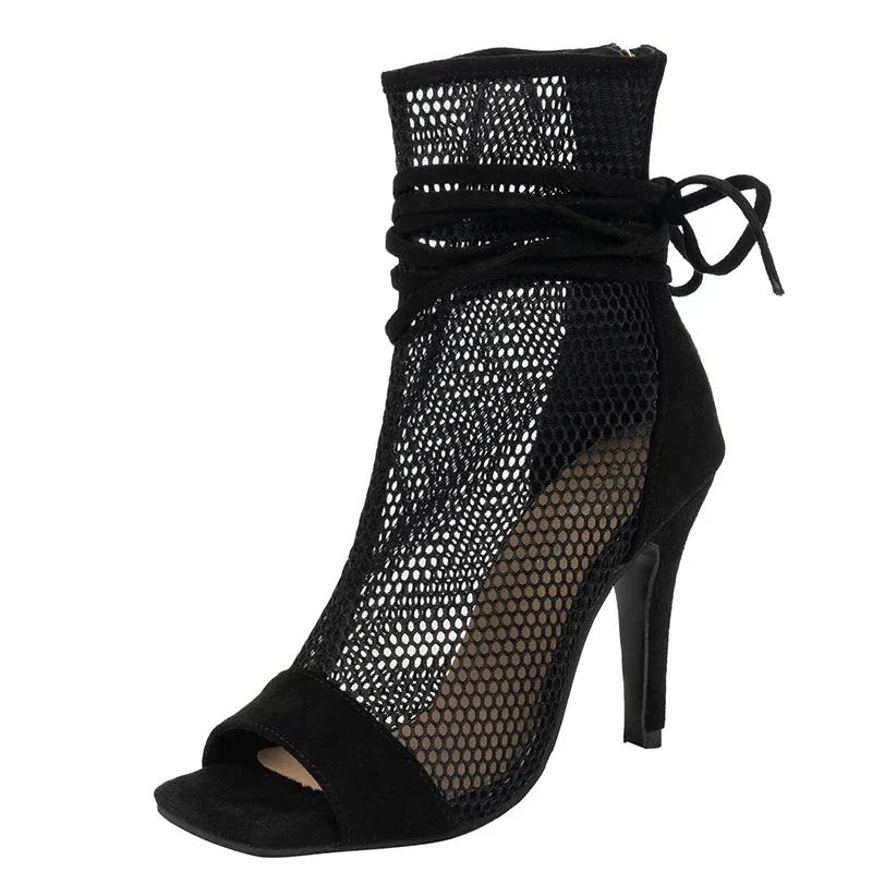 Mode Sommer Neu Pumps Damen High Top Tanzschuhe Ballroom Salsa Tango Sandalen Mädchen Mode Party Mesh Cutout Hoher Absatz Sandalias