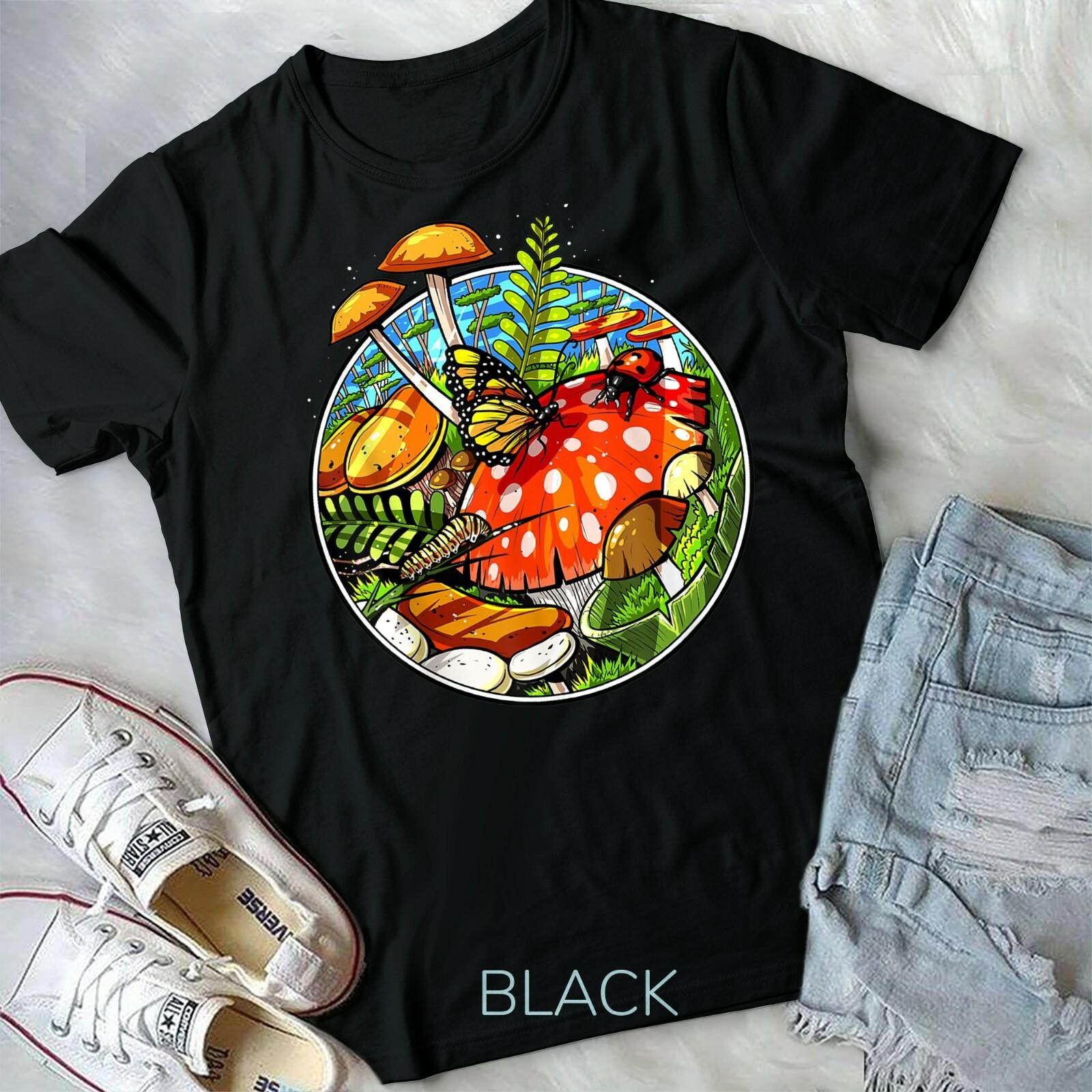 Forest Mushrooms Nature Fungi Foraging Fungus Mycology Unisex Form T-shirt S