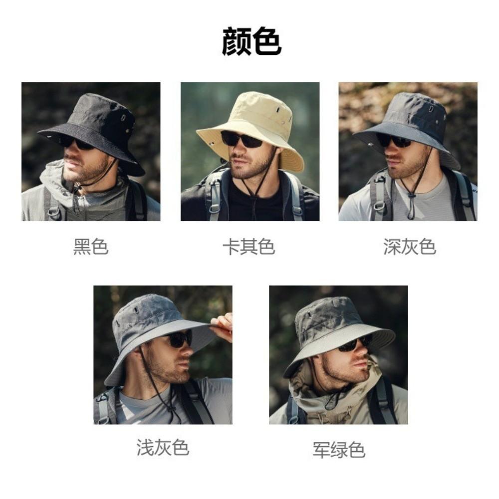 New Adjustable Men'S Summer Sun Protection Hat Uv Protection Wide-Brimmed Hiking Cap Breathable Sun Hat