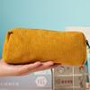 New retro corduroy solid color pencil case artistic minimalist stationery bag high school student storage bag birthday gift bag