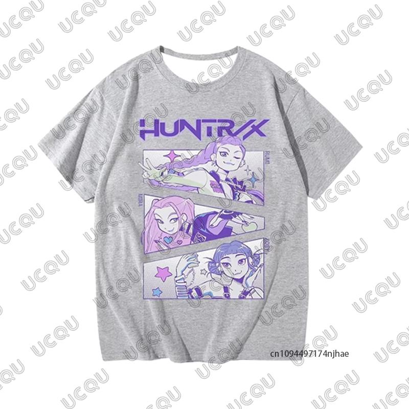 

2025 Новый K-Pop Охотники на демонов Принт Huntrix Мужской спортивный костюм Футболка+Пижамные брюки Комплект Повседневный костюм для пар Модные комплекты из 2 предметов M