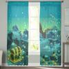 Skrzynia skarbów morski statek piracki tiulowe zasłony balkon pokój moda z nadrukiem przezroczysta zasłona okno salonu nowoczesny wystrój