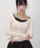 LIKE THE MOST Rib Henley Neck Slim Long Sleeve Top_Light Beige