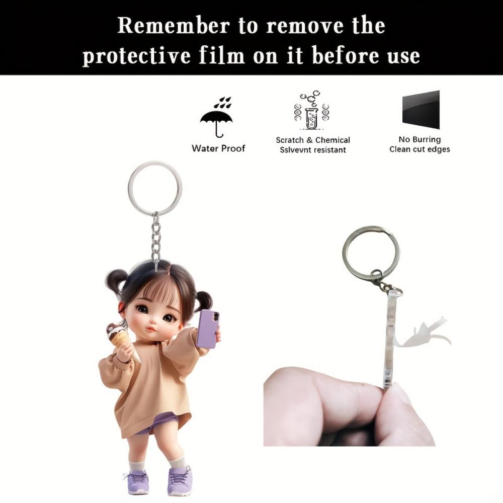 2D plochý akrylový přívěsek na klíče s roztomilým dívčím vzorem, přívěsek na klíče s motivem Díkůvzdání, Vánoce, Halloween, přívěsek na klíče s motivem svátečních dárků, dárek, batoh, přívěsek