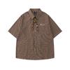 American Retro Streamer Decorative Plaid Short-sleeved Shirt Summer New Loose Casual Lapel Shirt for Men and Women