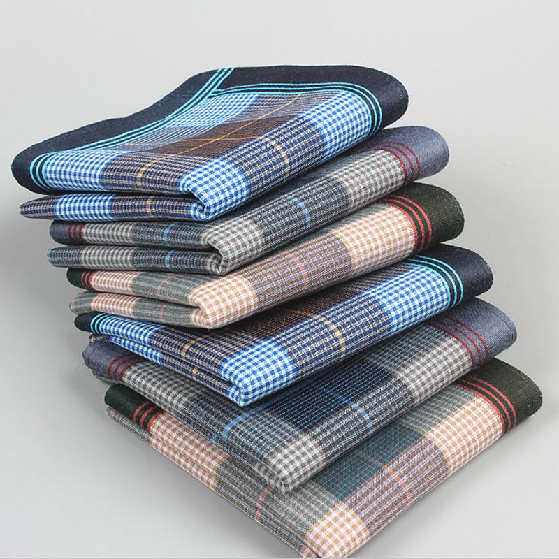 3 Stück/6 Stück Reine Baumwolle Schweißabwischende Karomuster Taschentücher Dünnes Taschentuch Wasserabsorbierend Herren