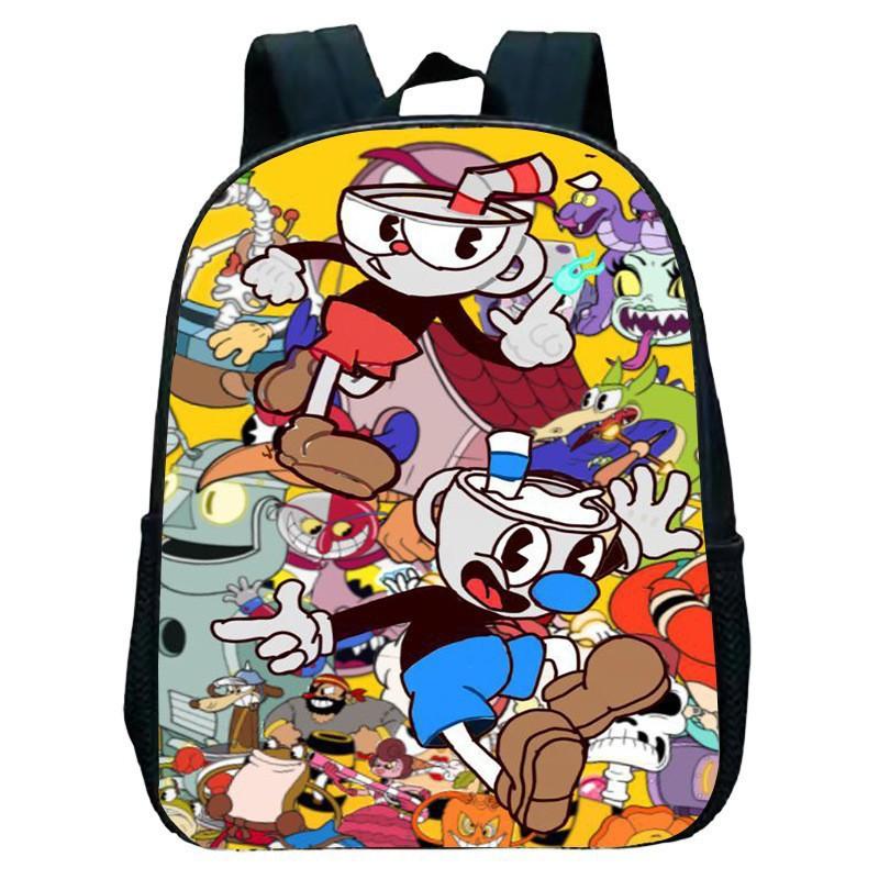 Zaino con Motivo Tazza da Tè Head Zaino Anime per Bambini dell'Asilo Zaino Circostante Cuphead
