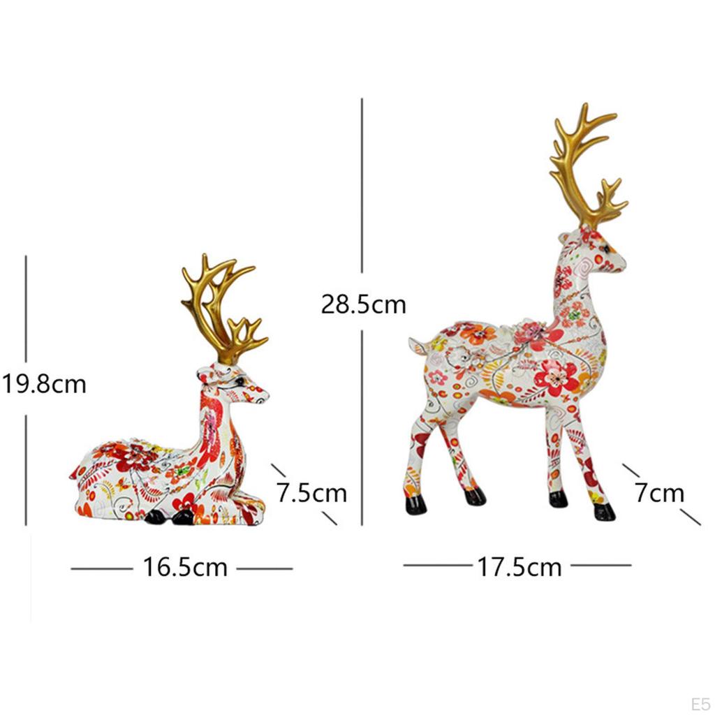 2 Pieces Reindeer Statues Figurines Vivid European Deer Lover Sculpture Table Centerpiece for
