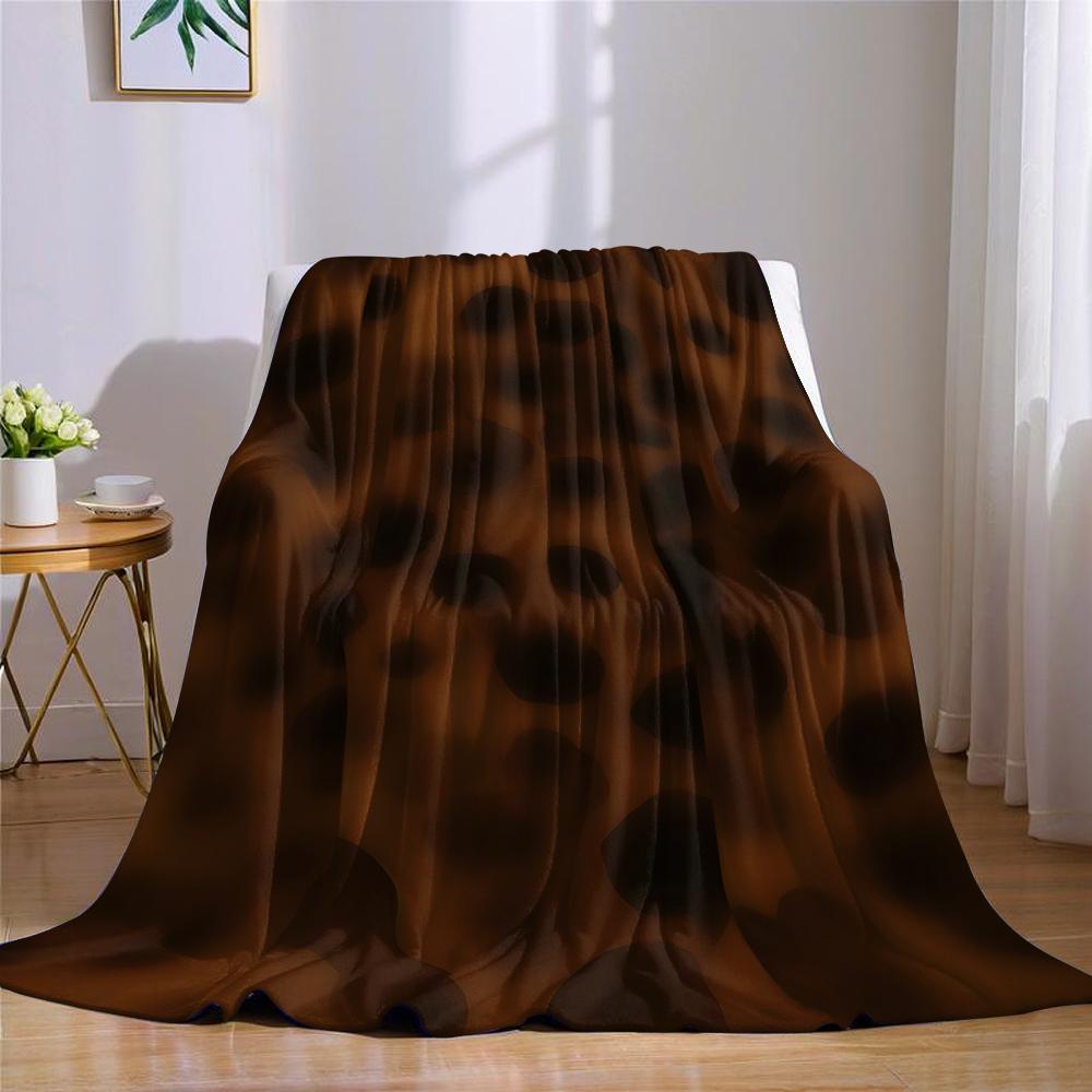 Bruine Luipaardprint Flanellen Deken Warm Zacht Halloween Kerst Bank Warm Gezellig Decoratief Decor Cadeau voor Elk Seizoen