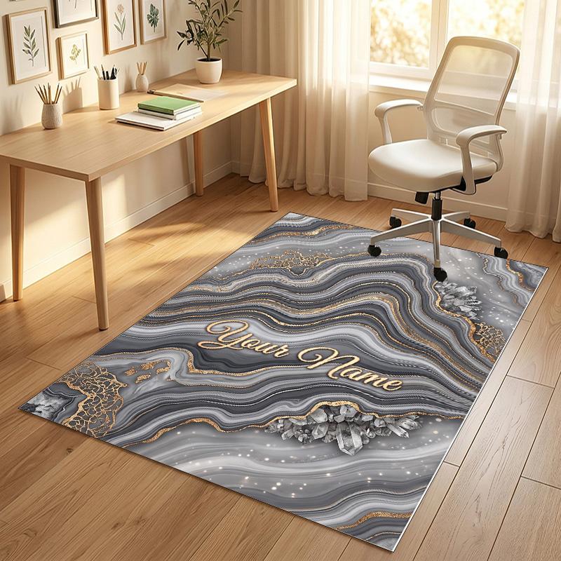 Decorative Artwork Theme Crystal Velvet Rug Personalized Custom Name Text Soft Floor Mat Home Decor