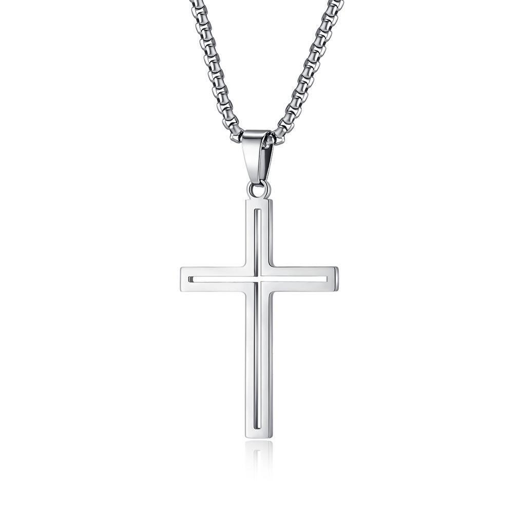 Minimalistisches Edelstahl-Kreuz-Halskette - Zeitgenössischer Stil