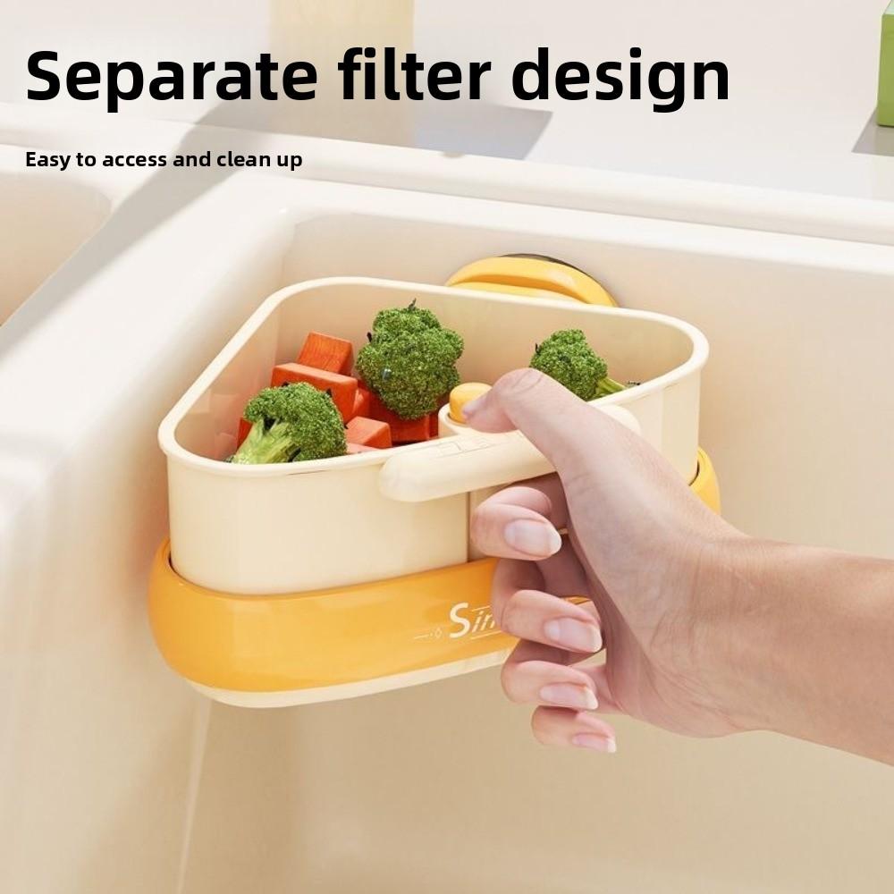 Push-type Corner Sink Strainer One-touch Opening and Closing Anti-leak Sink Filter Hanging Basket Separate Large Capacity