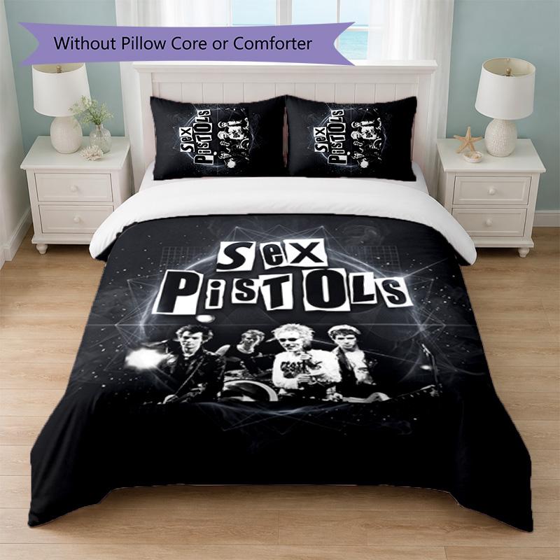 Sex Pistols Druck 3-teiliges Bettwäsche-Set Bettbezug mit zwei Kissenbezügen Weiche Bettwäsche für Haushalt Schlafzimmer