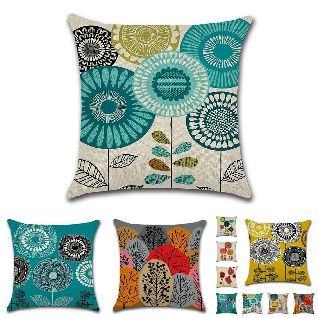 Elegant Fashion Flower Cotton Linen Cushion Cover For Home Bed Sofa Decor 45cm