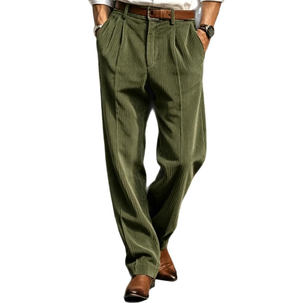 Herren Freizeit Locker Cord Gerader Business Pendler Lange Stoffhose