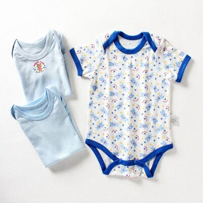 

Baby Boys and Girls Cotton Triangle Rompers One-Pieces Short Sleeve L Blue Romper 3-Piece Set 70 yards