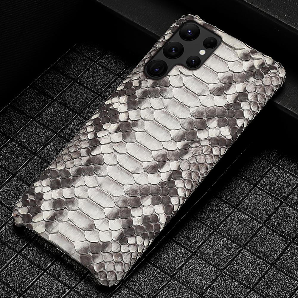LANGSIDI Luxus Python Echtes Leder Case für Samsung Galaxy S23 S24 S25 S26 Ultra S22 Plus A56 A57 Schlangenhaut Leder Hülle