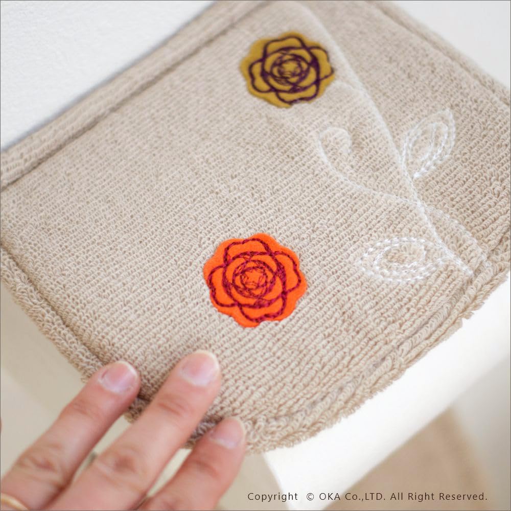 OKA Etoff Toilet Paper Holder Cover, Beige (Cute, Stylish, Scandinavian Design with Storage)