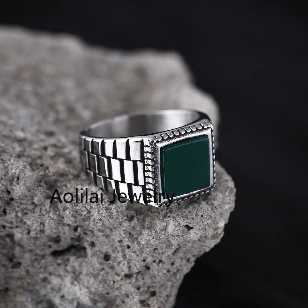 

R3339 Мужские Высококачественные Кольца-Браслеты для Часов из Нержавеющей Стали 316L с Ониксом Классический Модный Тренд Ювелирное Изделие 7