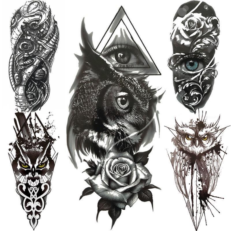 1 PC 210*114MM Waterproof Temporary Tattoo Sticker Spider Flash Tattoos Sanskrit Tiger Flower Body Art Arm Fake Tatoo For Women Men
