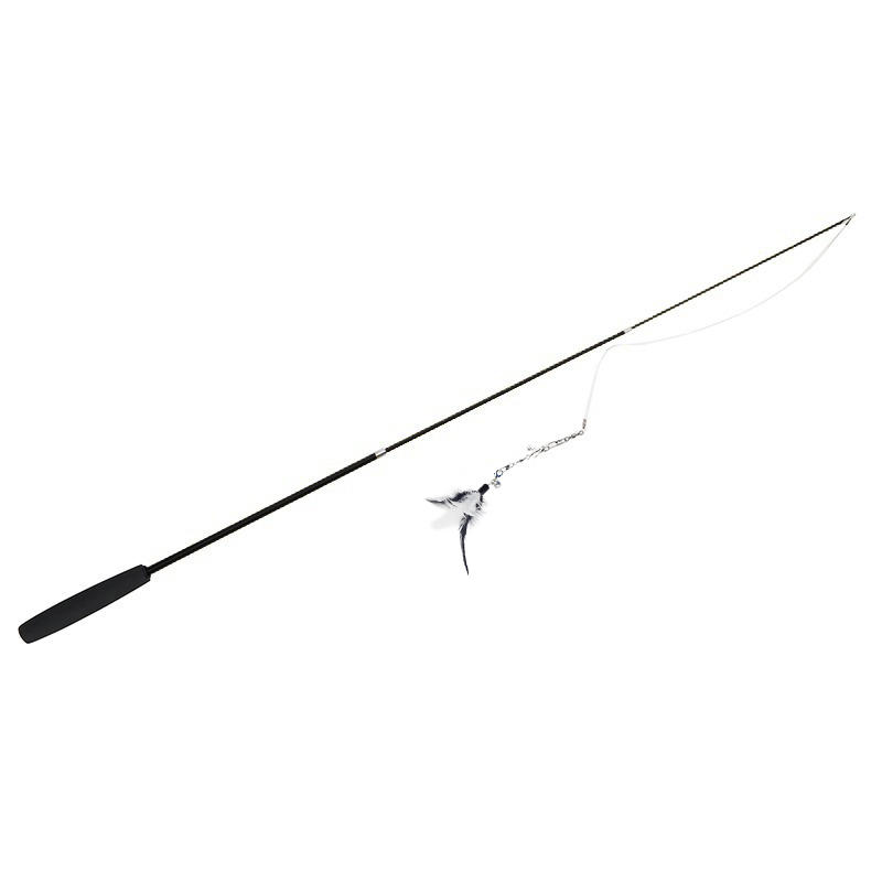 Juguete interactivo de plumas para gatos, varita teaser de plumas, mascota, pluma retráctil, campana, repuesto, producto catcher para gatito