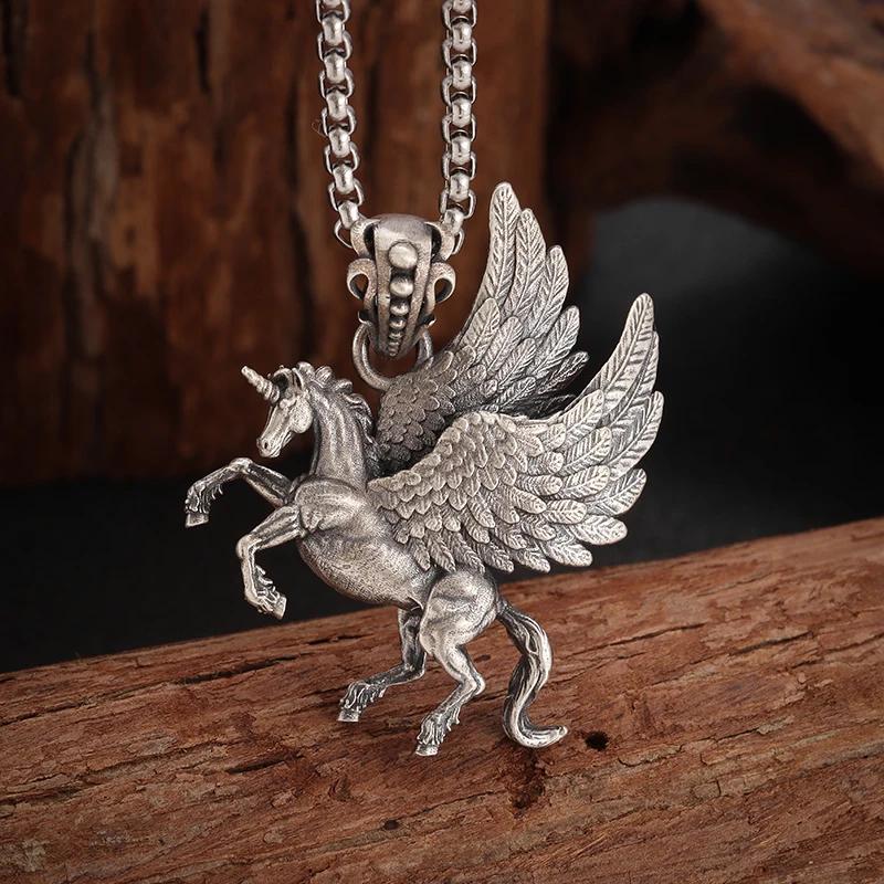 Classic Punk Mechanical Angel Warrior Pendant Necklace Men\\\\'s High Quality Metal Rock Biker Jewelry
