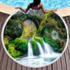 Natural Scenery Waterfall Print Round Beach Towel,Microfiber Comfortable Beach Blanket,Absorbent Quick Dry Pool Towel Picnic Mat