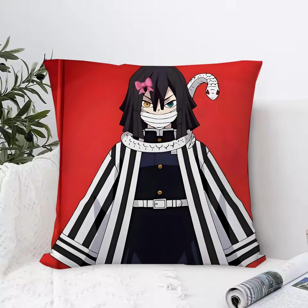 D-Demon S-Slayer Anime Iguro O-Obanai Pillow Case Pillowcase Anti-dustmite Pillow Invisible Zipper Silky Short Plush Sofa Cushio