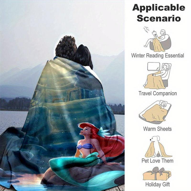 1PC Cartoon Mermaid Blanket, Seasonal Universal Home Decoration Throw, Living Room, Travel, Camping, Car Blankets, Beach, Office Naps,Cute A