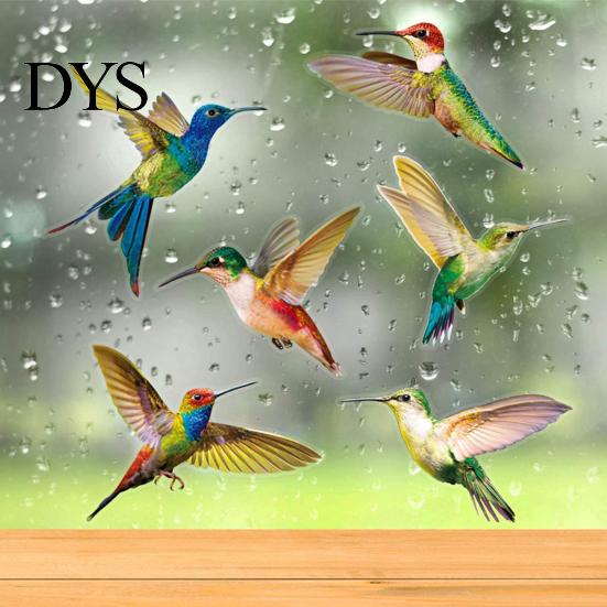 Anti-collision 6Pcs Hummingbird Stickers Environmentally Friendly PVC Sticker Decoration Animal Window for Living Room Glass