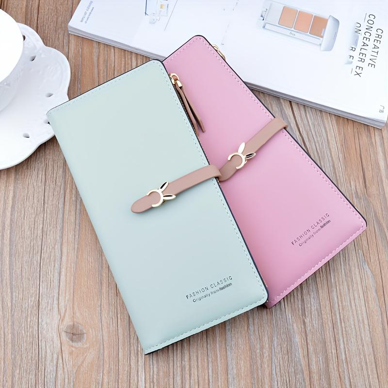 Portafoglio Lungo Colorato da Donna Progettato con Molteplici Slot per Carte, Portafoglio Sottile a Doppia Piegatura con Chiusura a Zip, Design Carino