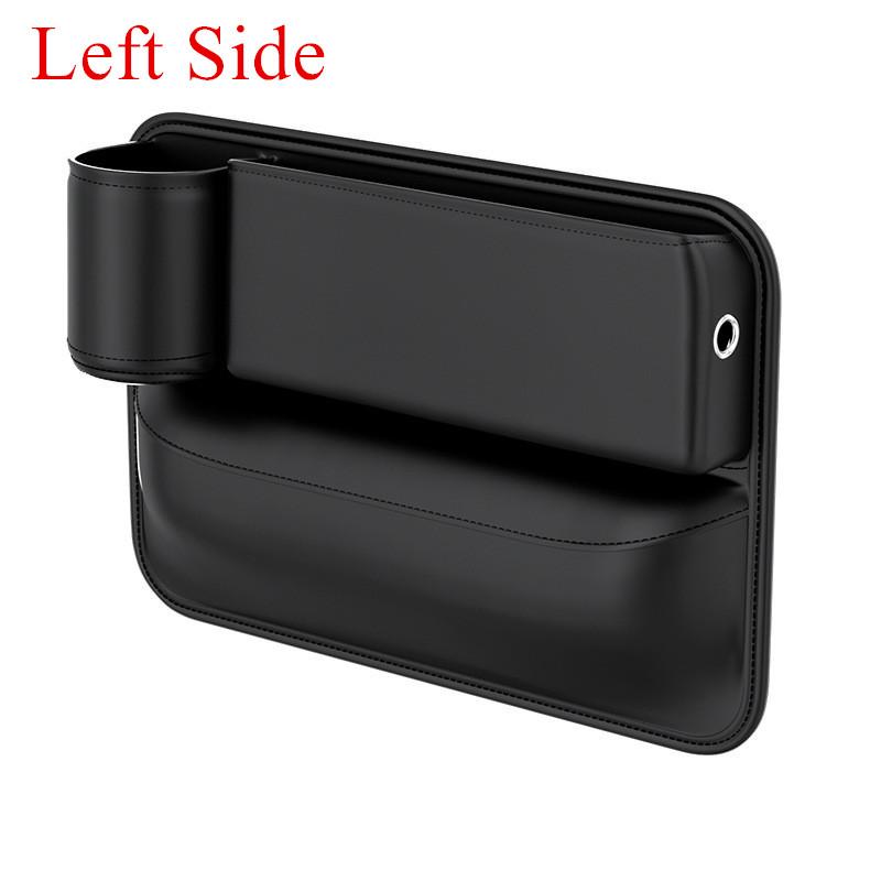 Universal Left Side PU Leather Console Side Seat Filler Organizer Cup Holder x1