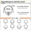8 Pcs 316L Stainless Steel Septum Nose Rings With CZ Cartilage Tragus Helix Daith Hoop Earrings Piercing Jewelry