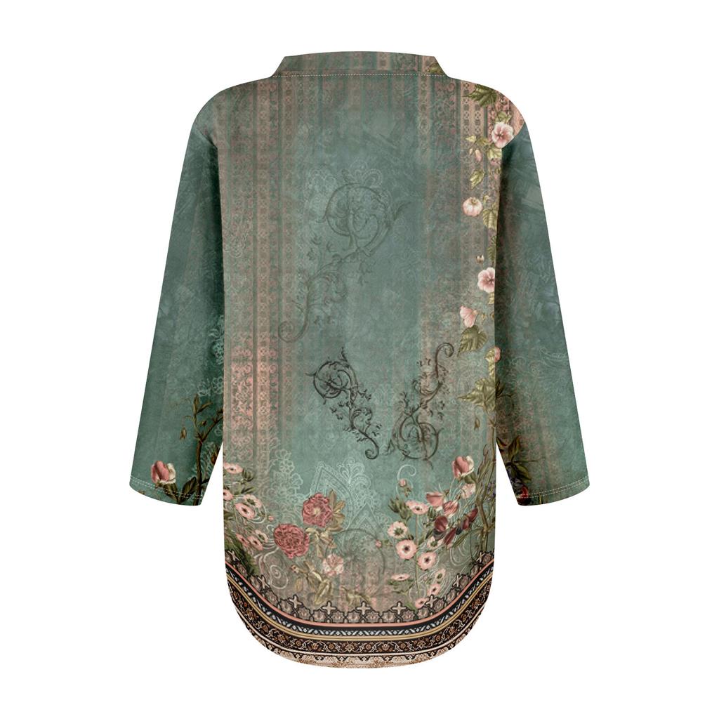 3/4 Sleeve Womens Tops For Women Henely Tops Button V Neck  Loose Fit Dressy Womens Summer Tops