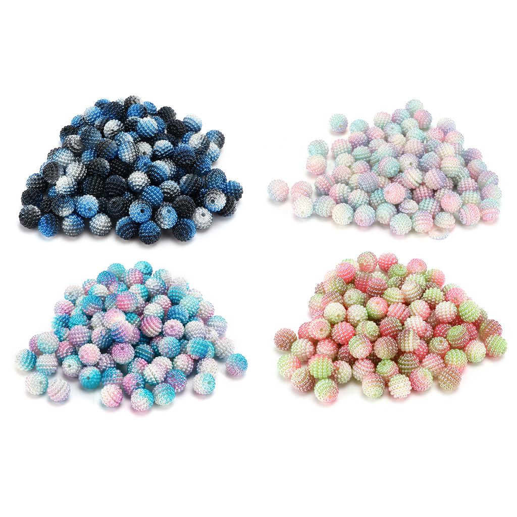 200pcs Pearl Beads Color Pearlized Gradient Bayberry Shaped Bubble Beads with Hole for DIY Jewelry M